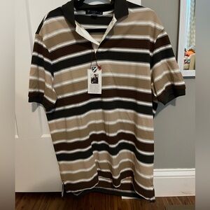 NWT men’s daniel cremieux polo tan and brown polo shirt